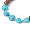 Heart Synthetic Turquoise Beads Stretch Bracelets BJEW-JB04841-01-2