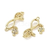 Rack Plating Brass Micro Pave Clear Cubic Zirconia Infinity with Cross Links Connector KK-Z064-31G-2