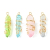 4Pcs 4 Colors Electroplated Natural Quartz Crystal Pointed Pendants PALLOY-TA00068-1