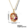 Elegant Brass & Glass Hollow Design Tree Pendant Necklaces WX2591-8-1