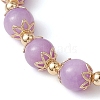 8.5mm Round Dyed Natural Yellow Jade & Brass Beaded Stretch Bracelets for Women BJEW-JB10716-4