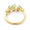 Green Cubic Zirconia Leaf Open Cuff Ring KK-H439-18G-3