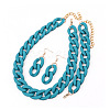 Acrylic Curb Chain Chain Necklaces & Dangle Earrings & Bracelets Sets FS-WGA399B-09-1