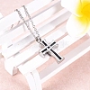 Stainless Steel Black Enamel Cross Pendant Urn Ashes Necklaces PW-WG8EAA3-01-4