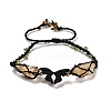 Natural Yellow Quartz & Peridot & Synthetic Hematite Nuggets Braided Bead Bracelet BJEW-B073-01C-2