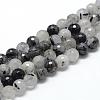 Natural Black Rutilated Quartz Beads Strands G-R447-8mm-03-1