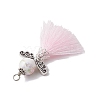 Porcelain Beaded with Polycotton Tassel Big Pendants PALLOY-JF02986-03-4