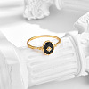 925 Sterling Silver & Clear Cubic Zirconia & Natural Agate Finger Rings FS-WG1BD13-01-3