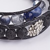 Natural Sodalite and Lava Rock Wrap Bracelet BJEW-JB03612-01-2