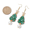 Glass Seed & Glass Pearl Beads Tree Dangle Earrings EJEW-MZ00276-02-3