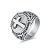 Stainless Steel Cross Signet Rings PW-WG22383-03-1