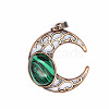 Retro Hollow Natural Malachite Pendants PW-WGE1A4B-12-1