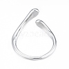 Brass Teardrop Open Cuff Ring for Women RJEW-T001-90P-2