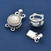 Brass Micro Pave Clear Cubic Zirconia Box Clasps KK-B125-04S-2