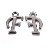 Gunmetal Plated Alloy Letter Pendants PALLOY-J718-01B-F-1