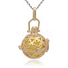 Golden Tone Brass Hollow Round Cage Pendants KK-J216-10G-1