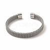 304 Stainless Steel Mesh Chains Shape Open Cuff Bangle for Women BJEW-C033-02-3