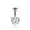 304 Stainless Steel Clear Cubic Zirconia Heart Curved Barbell Belly Rings WG52F32-04-2