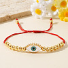 Bohemian Style Adjustable White Alloy Eyelash Eye & Brass Beads Braided Bracelets WF4664-1