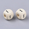 Printed Natural Schima Wood Beads WOOD-TAC0005-29A-01I-2