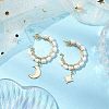 Moon & Star Natural Pearl Dangle Half Hoop Earrings EJEW-JE05895-01-2