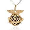 Golden Tone Brass Hollow Round Cage Pendants KK-J237-08G-3