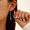 Natural Turquoise Beaded Hoop Earrings EJEW-L294-002G-3