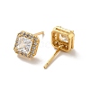 Clear Cubic Zirconia Square Stud Earrings EJEW-K093-19G-2