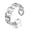 304 Stainless Steel Curb Chains Shape Open Cuff Ring RJEW-N040-38-1