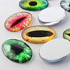 Dragon Eye Theme Ornaments Glass Oval Flatback Cabochons GGLA-A003-18x25-WW-3