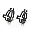 Ion Plating(IP) 304 Stainless Steel Cross Hoop Earrings for Women EJEW-G293-02EB-1