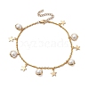 Iron with Shell Pearl Beads Anklet AJEW-AN00610-1