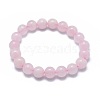 Natural Rose Quartz Bead Stretch Bracelets BJEW-K212-A-045-6