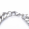 Men's 304 Stainless Steel Diamond Cut Cuban Link Chain Bracelets BJEW-L673-002A-P-3