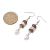 Natural Coconut Bodhi & Alloy Dangle Earrings EJEW-JE06173-02-3