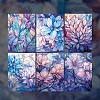 6Pcs 6 Styles flowers glazed Windows PET Stickers PW-WGE3BF6-06-1