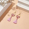 Glass Seed Braided Crown Dangle Earrings EJEW-MZ00049-2