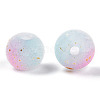 Frosted Baking Painted Crackle Glass Beads with Glitter Powder DGLA-T004-6mm-01L-3