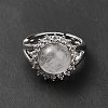 Natural Quartz Crystal Adjustable Rings RJEW-P043-02P-25-3