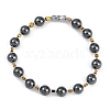 Synthetic Non-magnetic Hematite Beaded Stretch Bracelets for Women Men BJEW-F480-02E-1