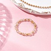 Natural Gold Rutilated Quartz Beaded Stretch Rings for Women RJEW-JR00868-11-1