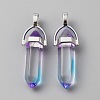 Transparent Glass Double Terminal Pointed Pendants LS-G-WH0016-41L-1