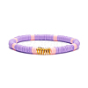 3Pcs Polymer Clay Heishi Beaded Stretch Bracelets Set with Evil Eye BJEW-JB07535-5
