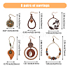 FIBLOOM 6 Pairs 6 Style Flower & Ring & Teardrop & Leaf Alloy Boho Dangle Earrings Sets with Enamel EJEW-FI0001-62-2