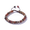 Adjustable Natural Polychrome Jasper/Picasso Stone/Picasso Jasper Braided Bead Bracelets BJEW-F369-A03-1