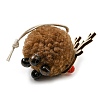 Christmas Themed Plush & Wood Deer Ball Pendant Decoration HJEW-E008-01D-2
