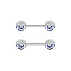 304 Stainless Steel Clear Cubic Zirconia Flower Nipple Barbells WG20A72-06-1