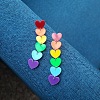 Rainbow Color Pride Flag Acrylic Heart Dangle Stud Earrings RABO-PW0001-012P-1