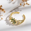 Rack Plating Brass Micro Pave Cubic Zirconia Open Cuff Finger Rings for Women RJEW-M028-89G-3