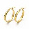 201 Stainless Steel Grooved Hoop Earrings with 304 Stainless Steel Pins for Women EJEW-M214-08B-G-2